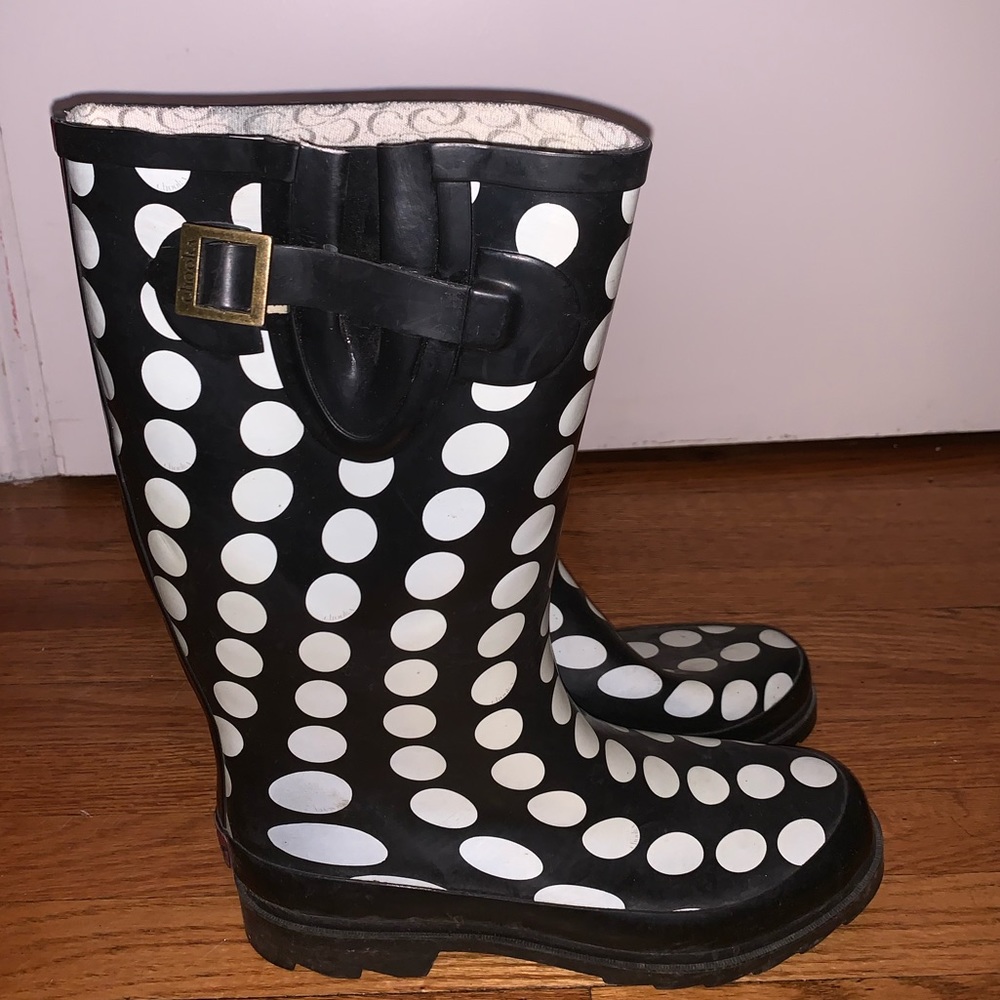 tall polka dot rain boots